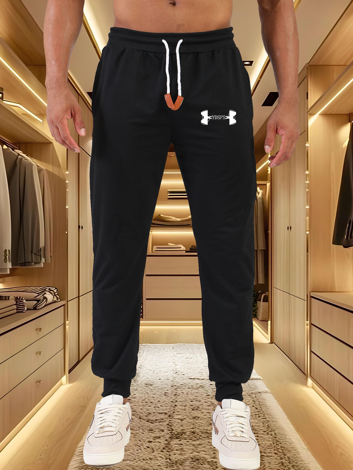 Streetwear Brand Logos - بنطلون رياضي رجالي بطباعة شعار العلامة